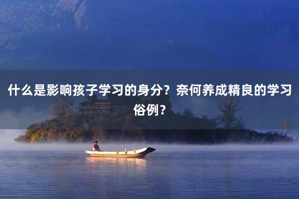 什么是影响孩子学习的身分？奈何养成精良的学习俗例？